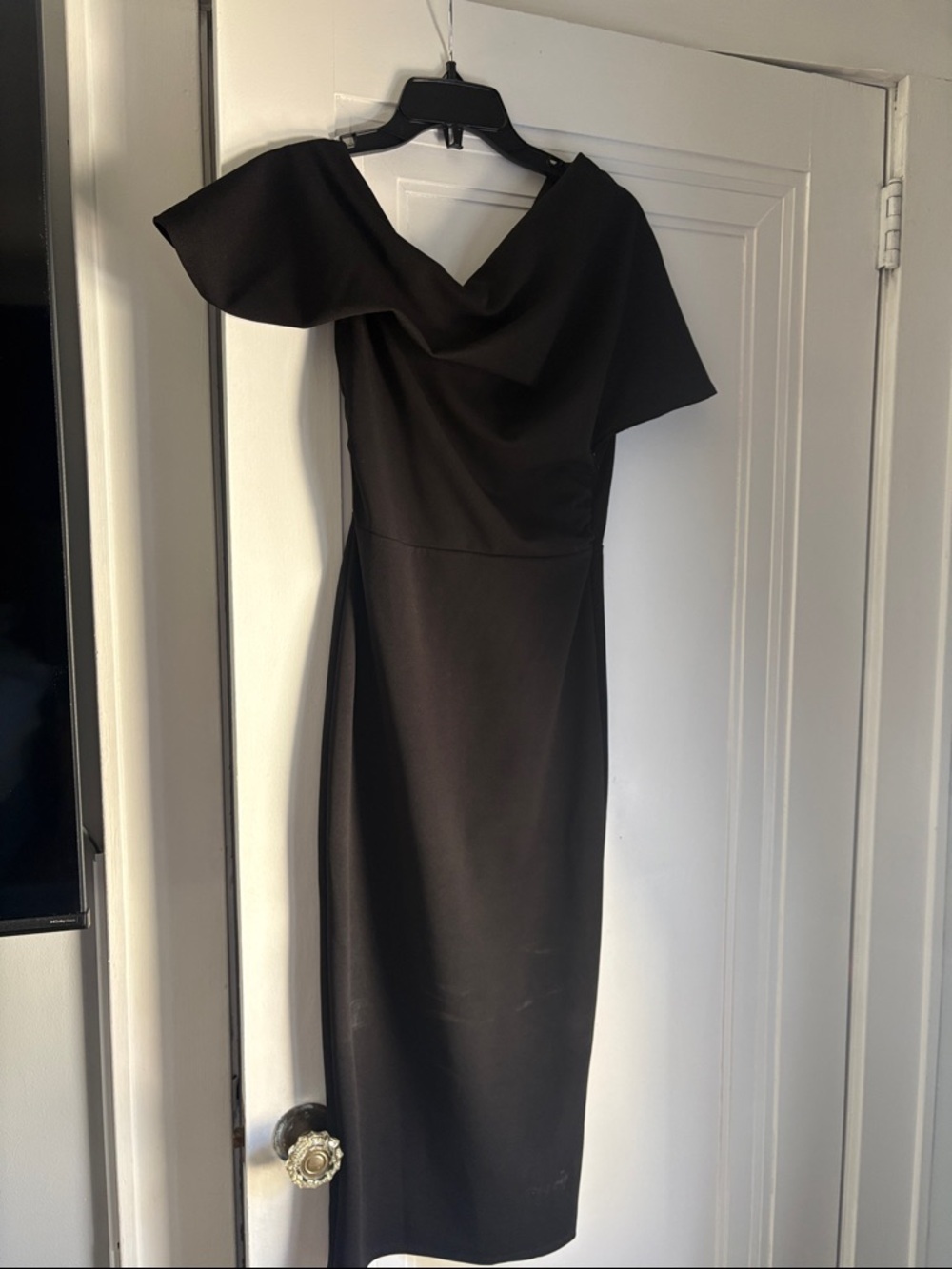 ASOS Black One-Shoulder Midi Dress
